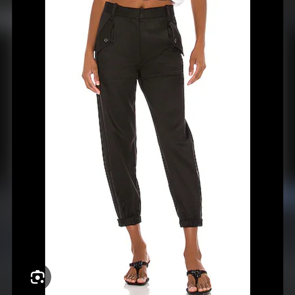 Nili Lotan 8 Arliss Black Pants With Ankle Zip Jogger Leg
